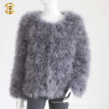 Warm Short Sleeves Turkey Feather Fur Coat Jacket Feather Fur Jacket